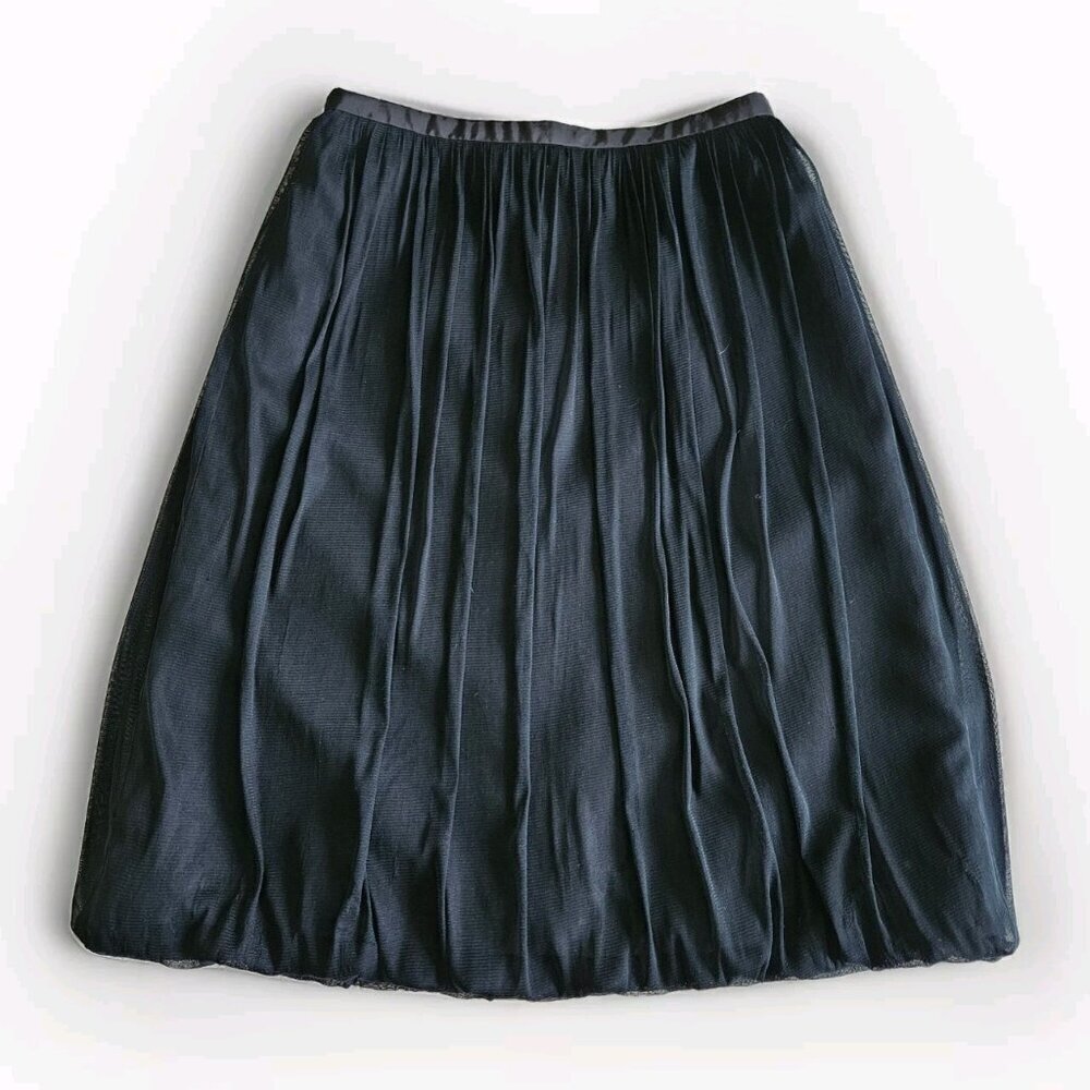 Joeffer Caoc Skirt Womens 6 Black Silk Mesh Balloon Shell Lined Midi Fairy FLAWS